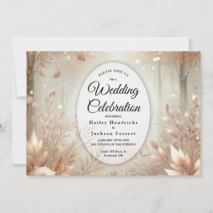 Golden Rosewood Enchanted Forest Wedding Invitation
