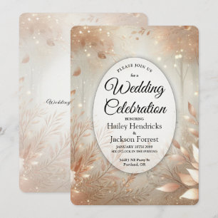 Golden Rosewood Enchanted Forest Wedding Invitation