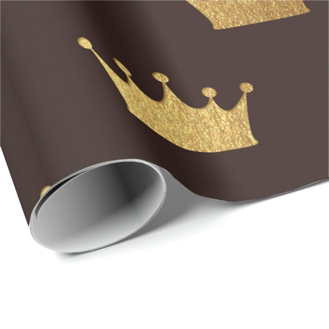 Golden Royal Bronze King Crown Heraldic Princess Wrapping Paper (Roll Corner)