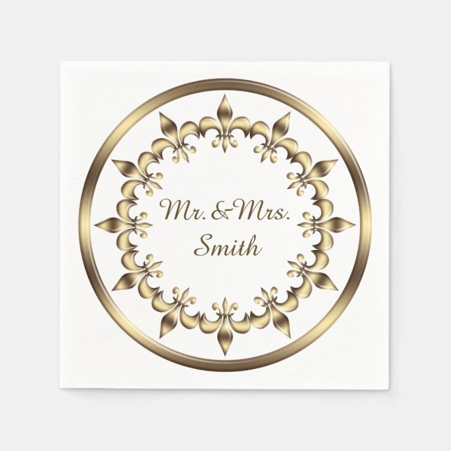 Golden royal circle element. Fleur-de-Lis. Napkin (Front)