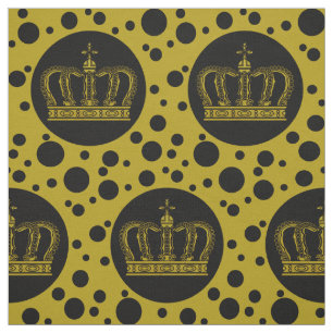 Golden Royal Crown & Dots + your backgr. & ideas Fabric