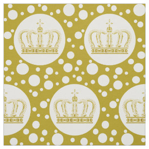 Golden Royal Crown & Dots + your backgr. & ideas Fabric