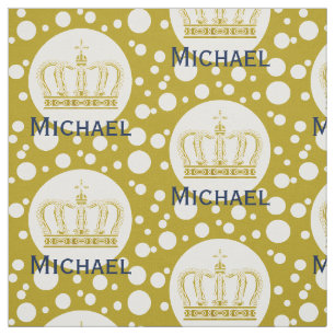 Golden Royal Crown & Dots + your backgr. & ideas Fabric
