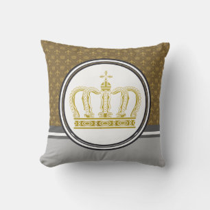 Golden Royal Crown I + your backgr. & ideas Throw Pillow