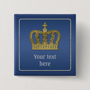 Golden Royal Crown II + your backgr. & ideas 2 Inch Square Button