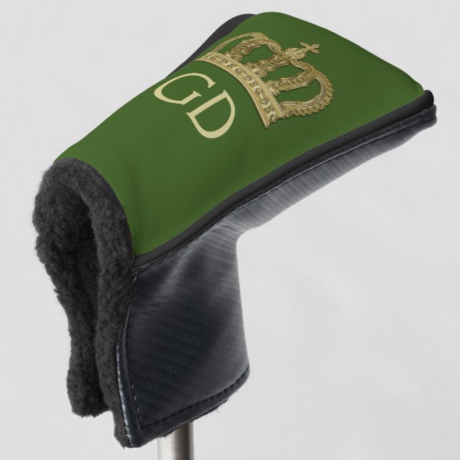 Golden Royal Crown II + your backgr. & ideas Golf Head Cover (3/4 Front)