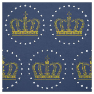 Golden Royal Crown & Stars + your backgr. & ideas Fabric