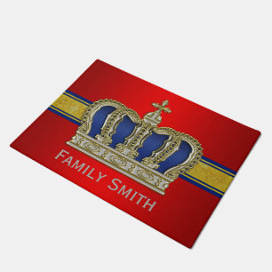 Golden Royal Crown V + your backgr. & ideas Doormat