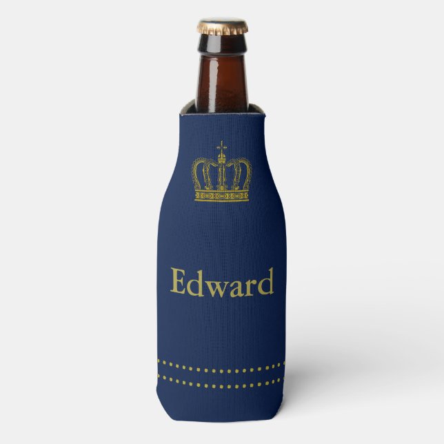 Golden Royal Crown + your backgr. & ideas Bottle Cooler (Bottle Front)
