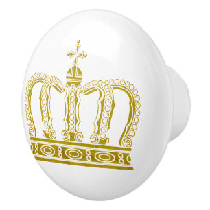 Golden Royal Crown + your backgr. & ideas Ceramic Knob