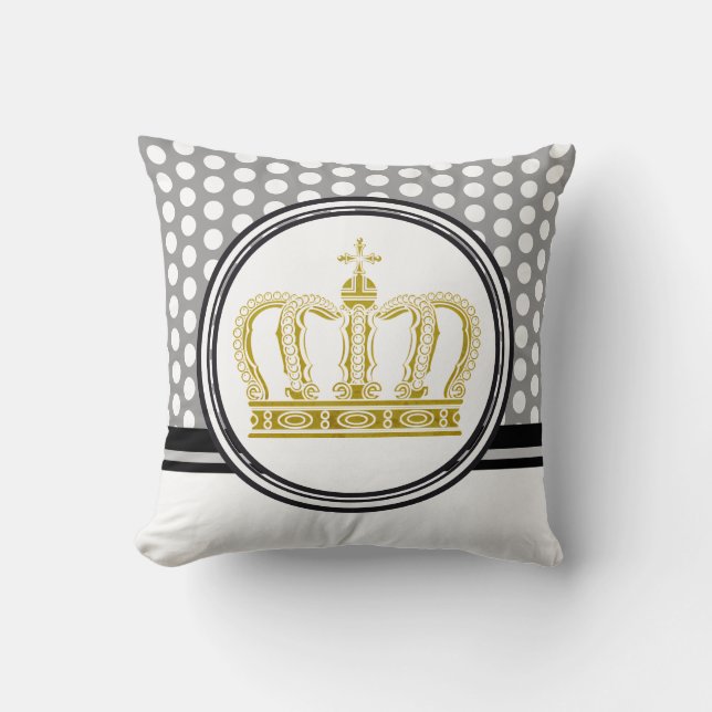 Golden Royal Crown + your backgr. & ideas Throw Pillow (Front)