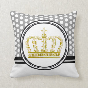 Golden Royal Crown + your backgr. & ideas Throw Pillow