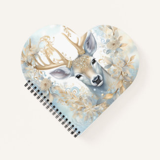 Golden Royal Deer Spiral Notebook - Winter Eleganc