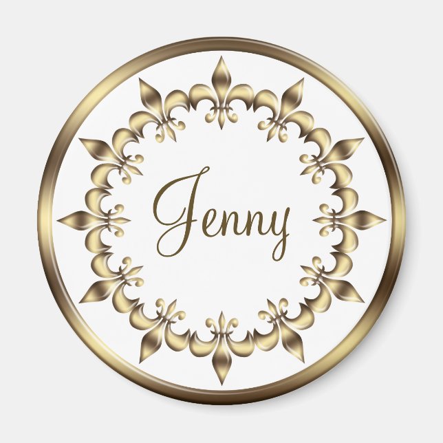 Golden royal gradient element. Fleur-de-Lis. Magnet (Front)