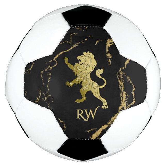 Golden Royal Lion Monogram Soccer Ball (Front)