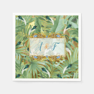 Golden Royal Peacock Feathers Napkin