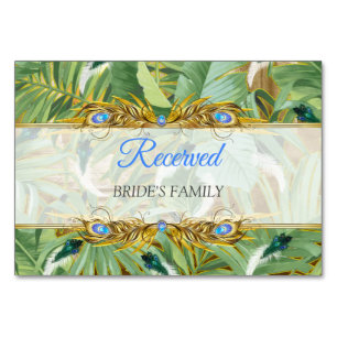 Golden Royal Peacock Feathers Table Number