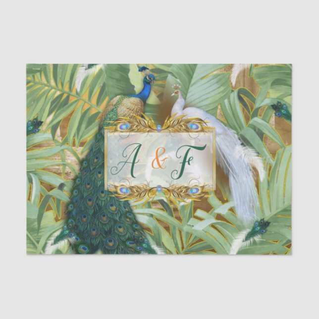 Golden Royal Peacock Feathers  Tissue Paper (Front)