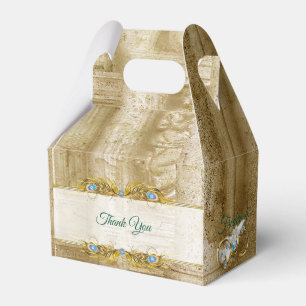 Golden Royal Peacock Temple Dreams Favor Box