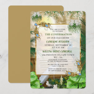 Golden Royal Peacock Temple Dreams Invitation