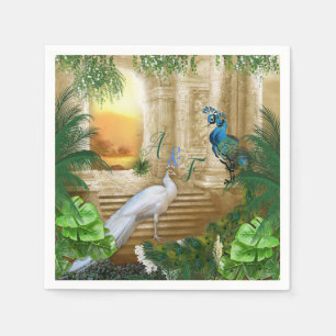 Golden Royal Peacock Temple Dreams Napkin