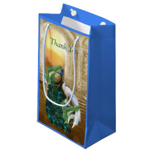 Golden Royal Peacock Temple Dreams Small Gift Bag