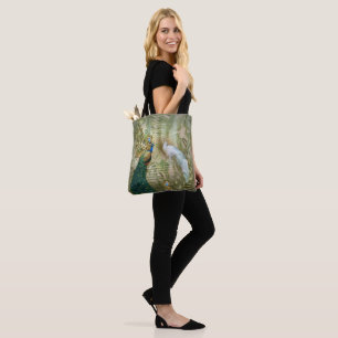 Golden Royal Peacock Temple Dreams Tote Bag