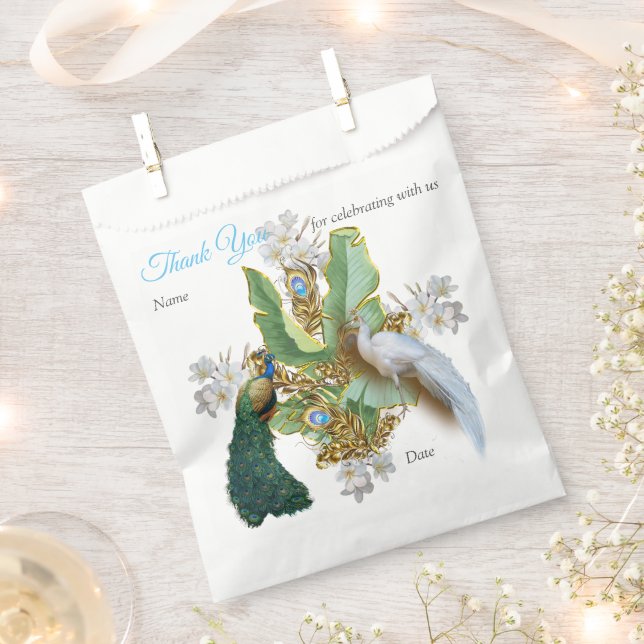 Golden Royal Peacock Temple Wedding Dreams Favour Bag (Clipped)
