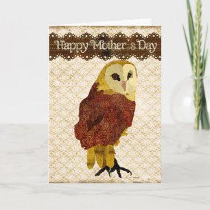Golden Ruby Owl Carte de la fête des mères