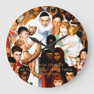 Golden Rule (Do unto others) by Norman Rockwell Large Clock