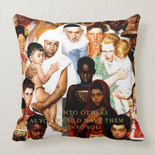 Golden Rule (Do unto others) by Norman Rockwell Throw Pillow