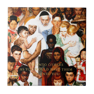 Golden Rule (Do unto others) by Norman Rockwell Tile