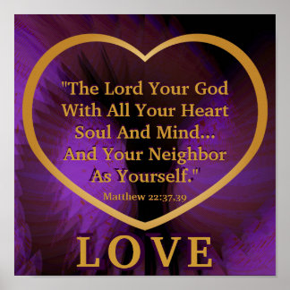 Golden Rule On Royal Purple Angelic Wings Post. Poster