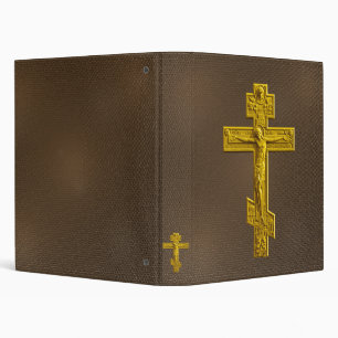 Golden Russian orthodox cross Binder
