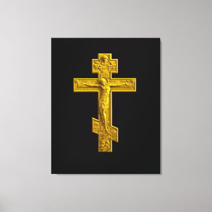 Golden Russian orthodox cross Canvas Print
