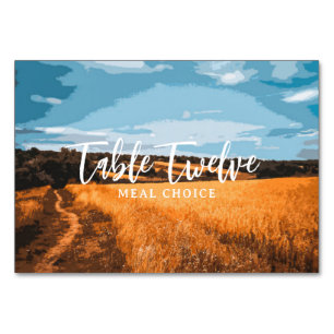 Golden Rustic Field Summer Sunlit Country Road Table Number
