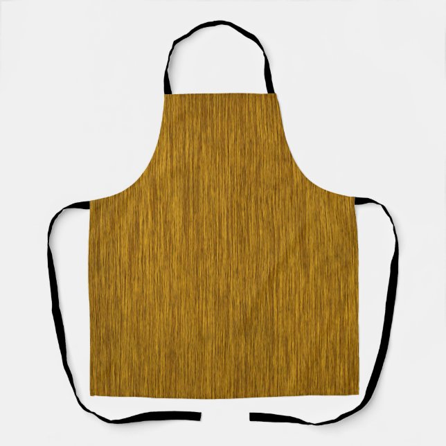Golden Rustic Grainy Wood Full Print Background Apron (Front)
