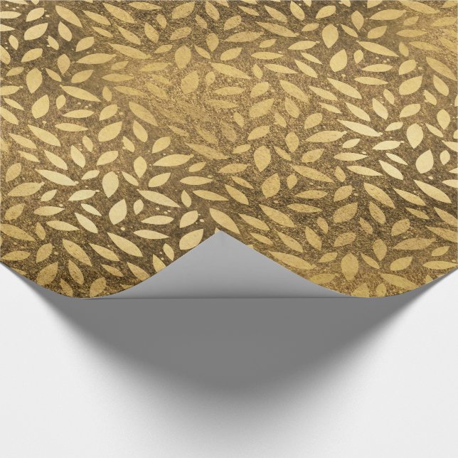 Golden Rustic Luxury leaves Wrapping Paper (Corner)