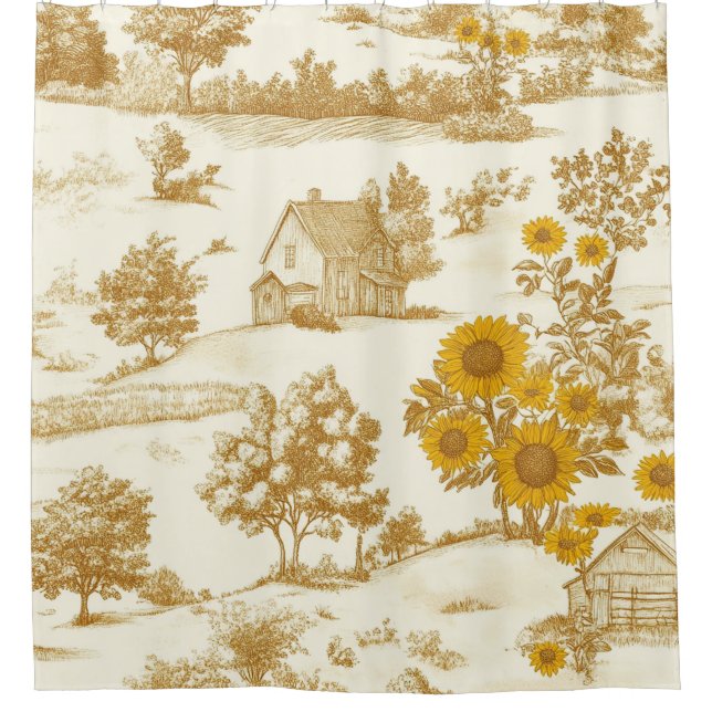 Golden Rustic Sunflower Countryside Toile Pattern (Front)