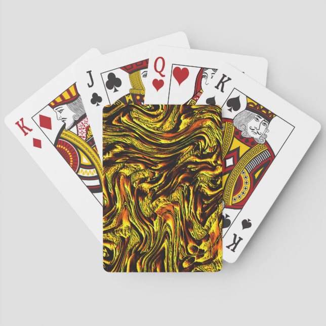 Golden rustic texture with dark strokes and orange playing cards (Back)
