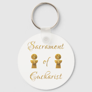 Golden Sacrament of Eucharist Host and Chalice Keychain