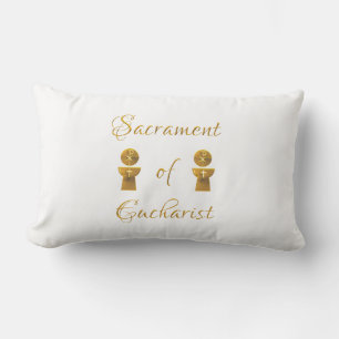Golden Sacrament of Eucharist Host and Chalice Lumbar Pillow