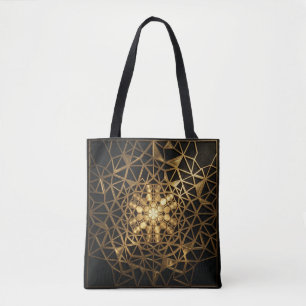 Golden Sacred Geometry Glow Tote Bag