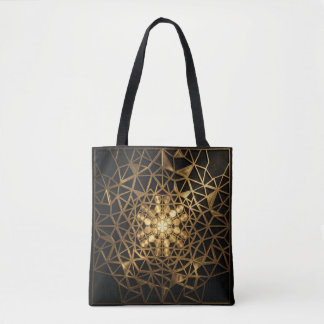 Golden Sacred Geometry Glow Tote Bag