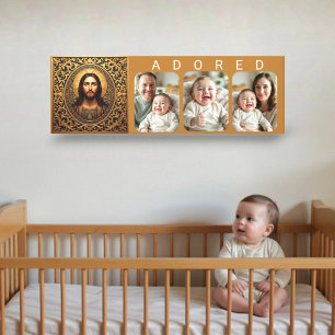 Golden Sacred Icon - ADORED Baby Photo  Canvas Print
