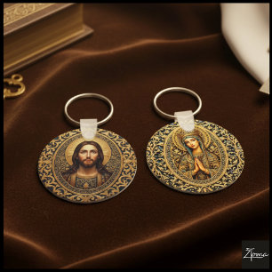 Golden Sacred Icon - Jesus Keychain