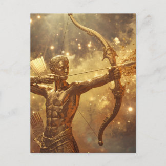Golden Sagittarius Archer Zodiac Art - Modern Astr Postcard