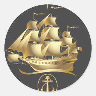 Golden-Sailboat.ai Classic Round Sticker