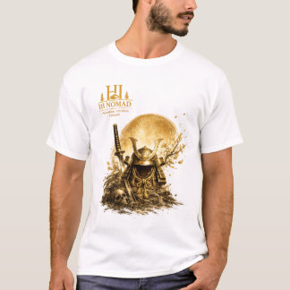 Golden Samurai Helmet Under Full Moon - Japanese W T-Shirt