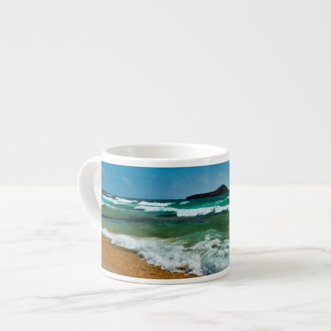 Golden sand beach Chia, Sardinia Italy rough sea Espresso Cup (Front Left)